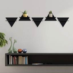 RANDOM Black Set of 5 MDF Basic Wall Shelf-18