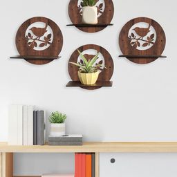 RANDOM Set Of 4 Brown MDF Basic Wall Shelves-13