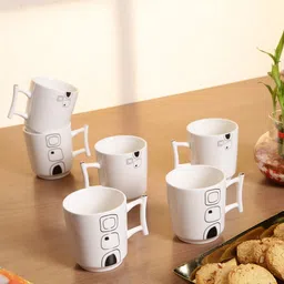 GOODHOMES Set of 6 White Printed Porcelain Set-29