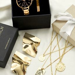 JOKER & WITCH Women Gold-Toned & Black Cherish You Love Stack Watch Gift Set JWLS207-image-46