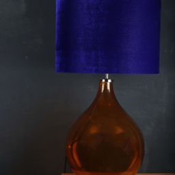 Grated Ginger Royal Blue Solid Contemporary Big Bump Table Lamp with Shade-24