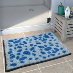 Athom Trendz Set of 3 Blue Patterned Anti Slip Bath Rugs-11