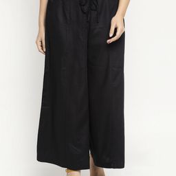Ayaany Women Black Solid Wide Leg Palazzos-image-97