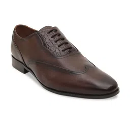 ROSSO BRUNELLO Men Coffee Brown Solid Leather Formal Oxfords-picture-6