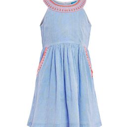 Miyo Girls Blue Striped Fit and Flare Dress-image-119