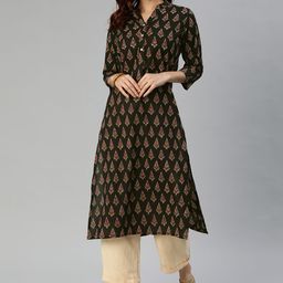 Divena Women Black & Red Printed Straight Kurta-42