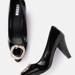 ELLE Women Slim Heel Pumps with Buckle Detail-38