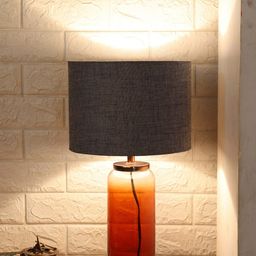 Grated Ginger Grey Solid Contemporary Buffet Table Lamp with Shade image 5