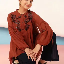 Antheaa Girls Embellished Top with Trousers-picture-55