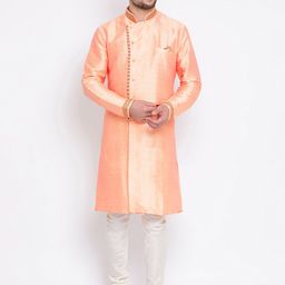 Sanwara Men Orange Solid Straight Kurta-picture-56