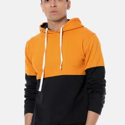 Campus Sutra Men Yellow & Black Colourblocked Hooded Sweatshirt-image-69