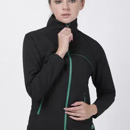 Plutus Women Black Solid Windcheater Sporty  Jacket-picture-32