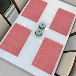 HOKIPO Set Of 4 Red & White Striped Table Placemats-24