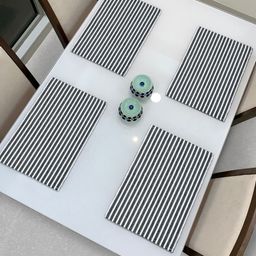 HOKIPO Set of 4 Charcoal Grey & White Striped Table Mats-10