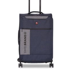 SWISS BRAND Navy Blue Solid Utah Soft-Sided Medium Trolley Bag-30