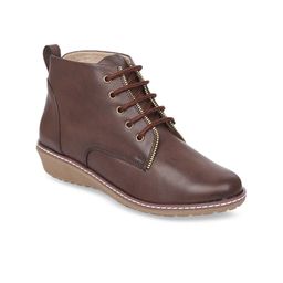 VALIOSAA Women Brown Solid Mid-Top Heeled Boots-image-24