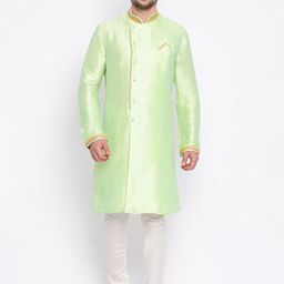 Sanwara Men Green Solid Straight Kurta-43