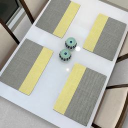 HOKIPO Set Of 4 Yellow & Grey Striped Washable Table Placemats-image-94