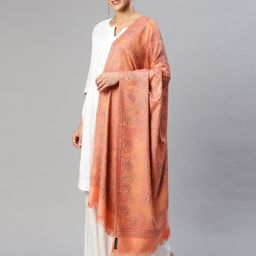 WEAVERS VILLA Women Peach-Coloured Paisley Woven Design Shawl-picture-32