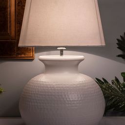 Homesake White Solid Handcrafted Bedside Standard Table Lamp with Shade-22
