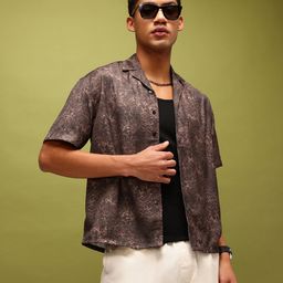 glitchez Statement Snake Print Relaxed Shirt-image-92