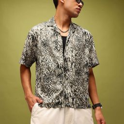 glitchez Statement Snake Print Relaxed Shirt-image-55