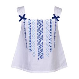 Miyo Girls White Embroidered A-Line Pure Cotton Top-image-91