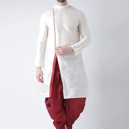 DEYANN Men Off-White Solid Dupion Silk Straight Kurta-picture-34