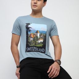 Global Republic Men Printed Raw Edge T-shirt-image-73