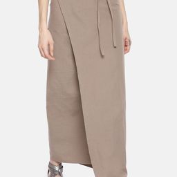 GRASS by Gitika Goyal Women Taupe Solid Wrap Maxi Skirt-43