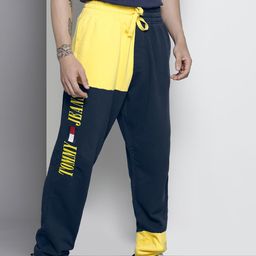 Tommy Hilfiger Men Navy Blue Embroidered Relaxed Pure Cotton Joggers Fit Trousers-image-93