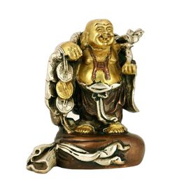 CraftVatika Gold-Toned & Brown Laughing Buddha Happy Buddha Idol Showpiece-image-31