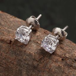 Clara Silver-Toned Contemporary Studs-24