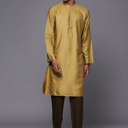 Fabindia Men Khaki Solid Kurta-33