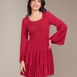 20Dress Burgundy Embroidered Crepe Dresses-image-30