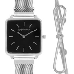 JOKER & WITCH Women Silver-Toned & Black Pearly Radiance Watch & Bracelet Gift Set JWBS347-picture-16