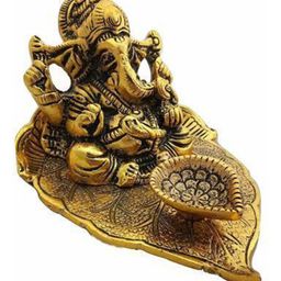Navyaksh Gold Toned Metal Ganesh Idol Diya-picture-6