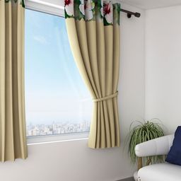 SWAYAM Beige Single Blackout Window Curtain-image-12