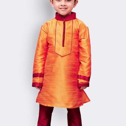 YK Boys Orange & Maroon Colourblocked Kurta with Pyjamas-picture-31