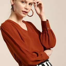 her by invictus Rust Brown Smart Casual Top-16