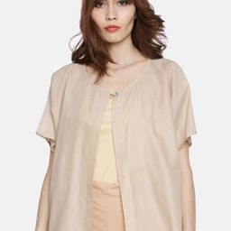 GRASS by Gitika Goyal Women Cream-Coloured Solid Open Front Shrug-49