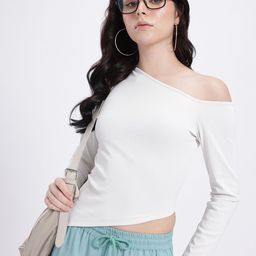glitchez Uneven Edge Ribbed Fitted Top-image-1