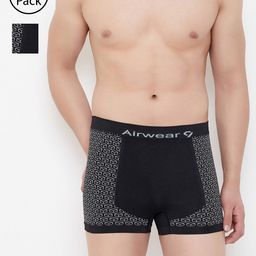 C9 AIRWEAR Men Pack of 2 Black & White Printed Airwear Seamless Trunks P603_BLK-21