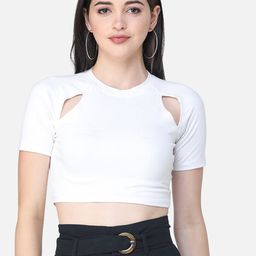SCORPIUS Women White Solid Fitted Top-image-33