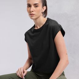HRX by Hrithik Roshan Solid Extended Sleeves Crop T-shirt-image-89
