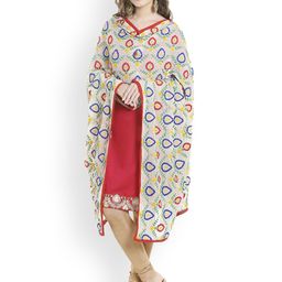 Dupatta Bazaar White & Red Embroidered Phulkari Dupatta-picture-19