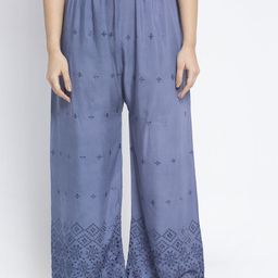 GRACIT Women Blue Embroidered Wide Leg Palazzos-image-24