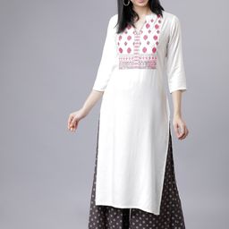 Vishudh Women White Embroidered Regular Kurta with Palazzos-image-68