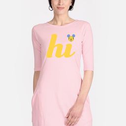 Free Authority Mickey & Friends Women Pink Printed Cotton T-shirt Dress-image-98