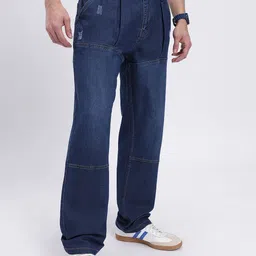 glitchez Men Cat Scratches Pleated Panelled Loose Fit Jeans-picture-27
